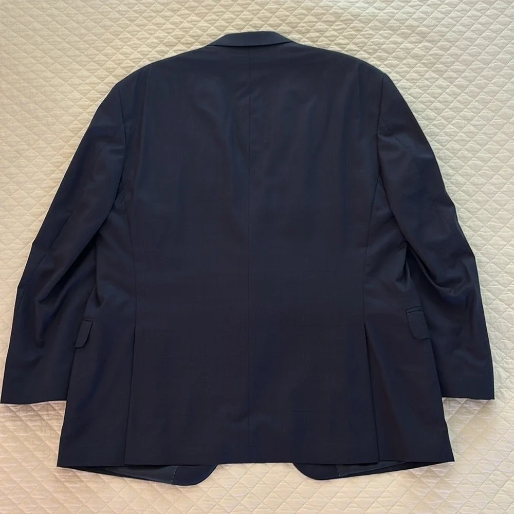 Peter Millar Navy Blue Plaid  Virgin Wool Two Button Blazer Sport Coat Men's 48R